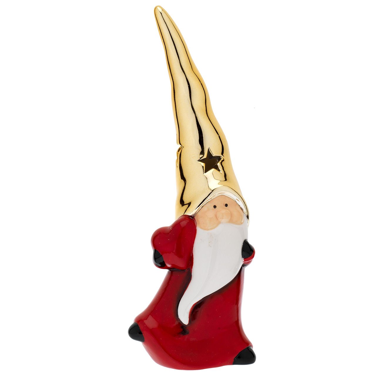 BABBO NATALE DIFFUSORE H. 19 CON CUORE E CAPPELLO ORO